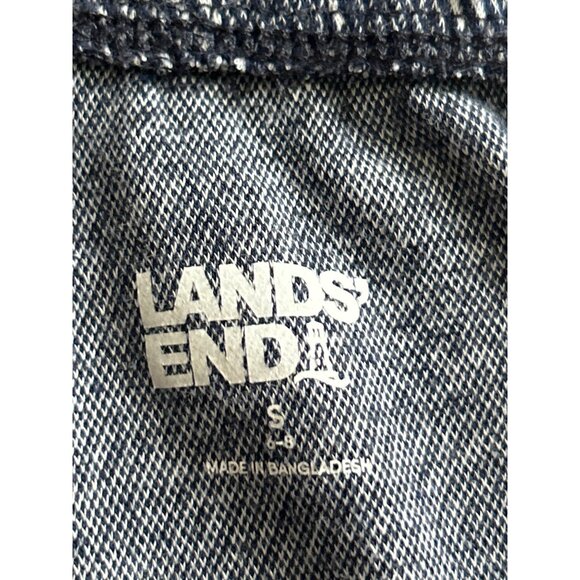 Lands End Sport Knit Straight Leg Pants S  Blue Leaf Pattern Elastic Waist - Picture 3 of 8